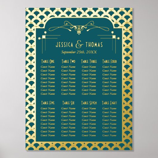 De  Art Deco Gatsby Wedding Seating Seating Seatin Folie Afdrukken (Voorkant)