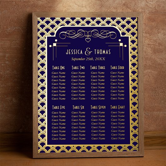 De  Art Deco Gatsby Wedding Seating Seating Seatin Folie Afdrukken