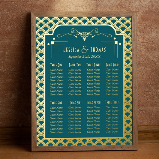 De  Art Deco Gatsby Wedding Seating Seating Seatin Folie Afdrukken