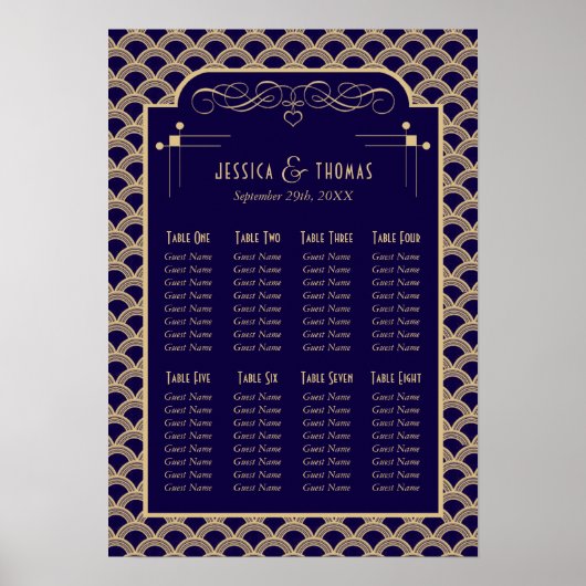 De  Art Deco Gatsby Wedding Seating Seating Seatin Poster (Voorkant)