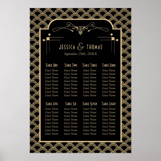 De  Art Deco Gatsby Wedding Seating Seating Seatin Poster (Voorkant)