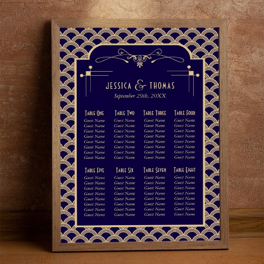 De  Art Deco Gatsby Wedding Seating Seating Seatin Poster