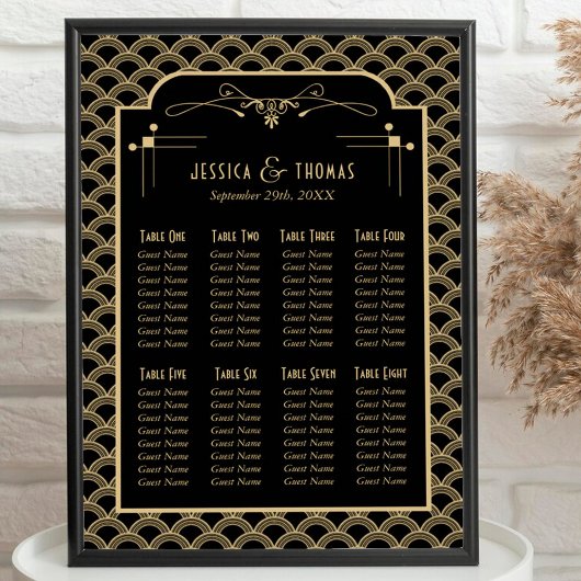 De  Art Deco Gatsby Wedding Seating Seating Seatin Poster