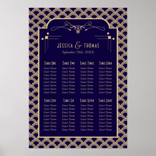 De  Art Deco Gatsby Wedding Seating Seating Seatin Poster (Voorkant)
