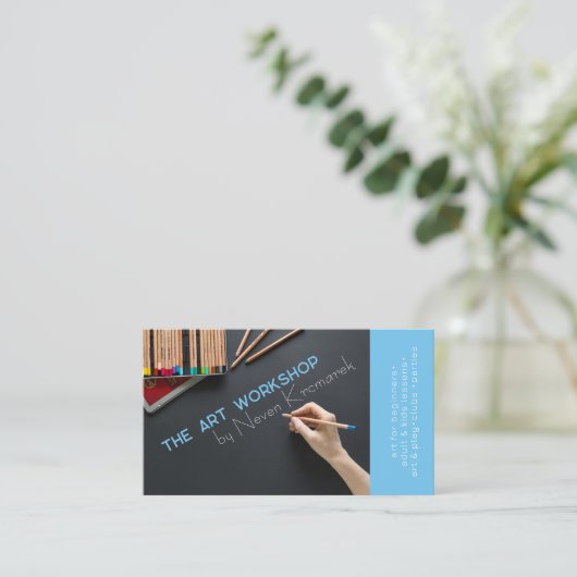 De Art Workshop Blue Artist Visitekaartje (Staand voorkant)