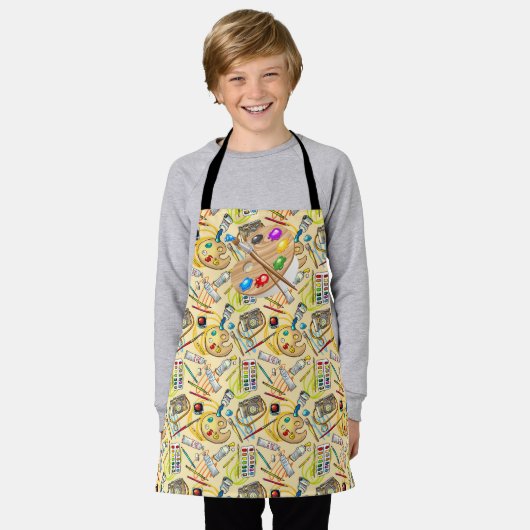 De artistieke All-Over Print Apron Schort (Gedragen)