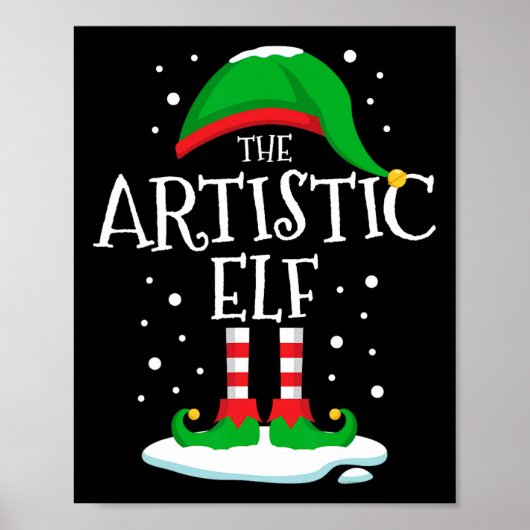 De artistieke elf kerstfamilie bijpassende kerstku poster (Voorkant)