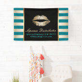 De artistieke Gold Lips Moderne Blauwgroen en Gold Spandoek (Insitu)