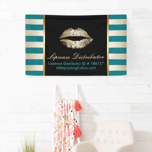 De artistieke Gold Lips Moderne Blauwgroen en Gold Spandoek (Insitu)