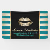 De artistieke Gold Lips Moderne Blauwgroen en Gold Spandoek (Horizontaal)