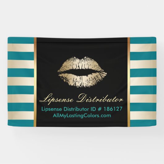 De artistieke Gold Lips Moderne Blauwgroen en Gold Spandoek (Horizontaal)