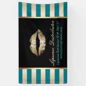 De artistieke Gold Lips Moderne Blauwgroen en Gold Spandoek (Verticaal)