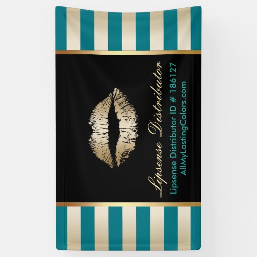 De artistieke Gold Lips Moderne Blauwgroen en Gold Spandoek (Verticaal)