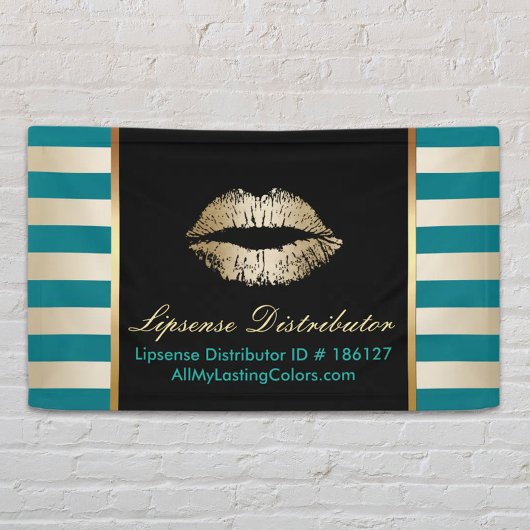 De artistieke Gold Lips Moderne Blauwgroen en Gold Spandoek