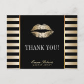 De artistieke Gold Lips Moderne Stripes Hartelijk  Briefkaart (Voorkant)