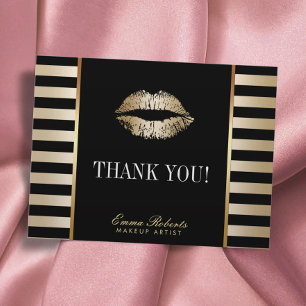 De artistieke Gold Lips Moderne Stripes Hartelijk  Briefkaart