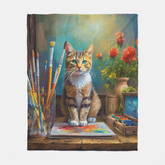 De Artistieke Kat Fleece Deken (Voorkant)