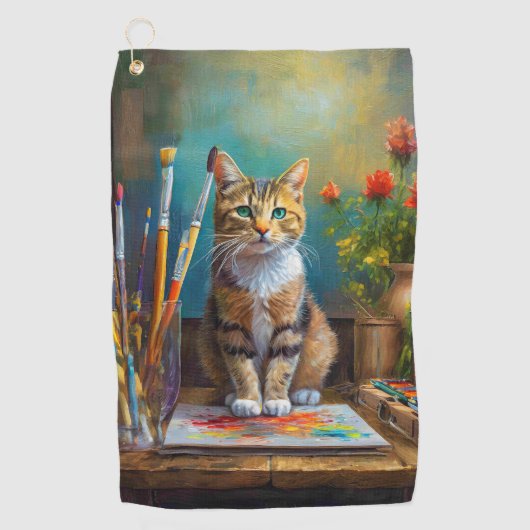 De Artistieke Kat Golfhanddoek (Voorkant)