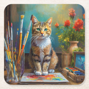 De Artistieke Kat Kartonnen Onderzetters