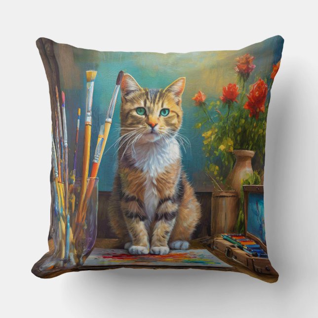 De Artistieke Kat Kussen (Voorkant)