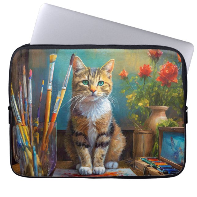 De Artistieke Kat Laptop Sleeve (Voorkant)