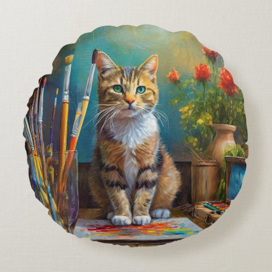 De Artistieke Kat Rond Kussen (Voorkant)