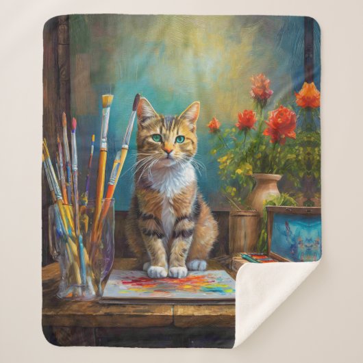 De Artistieke Kat Sherpa Deken (Voorkant)