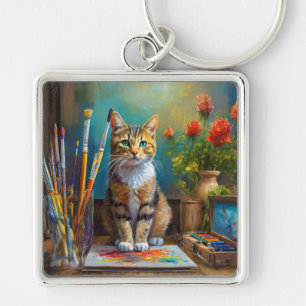 De Artistieke Kat Sleutelhanger