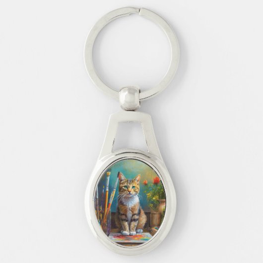 De Artistieke Kat Sleutelhanger (Voorkant)