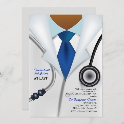 De arts is in Afrikaans-Amerikaanse uitnodiging (Voorkant / Achterkant)