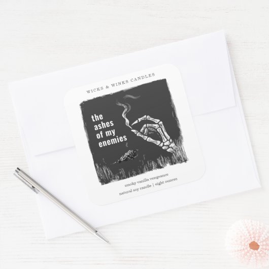 De as mijn vijanden grappig Halloween kaars label (Envelop)