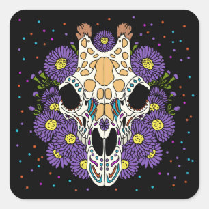 De Aster & Giraffe Skull van september Vierkante Sticker