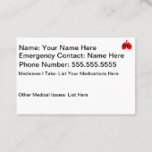 De Astma Medical ID Wallet Card Visitekaartje (Achterkant)