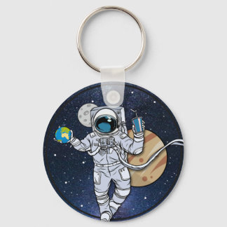 De Astronaut geniet in de ruimte Sleutelhanger