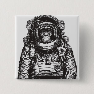 De Astronaut van de aap Vierkante Button 5,1 Cm