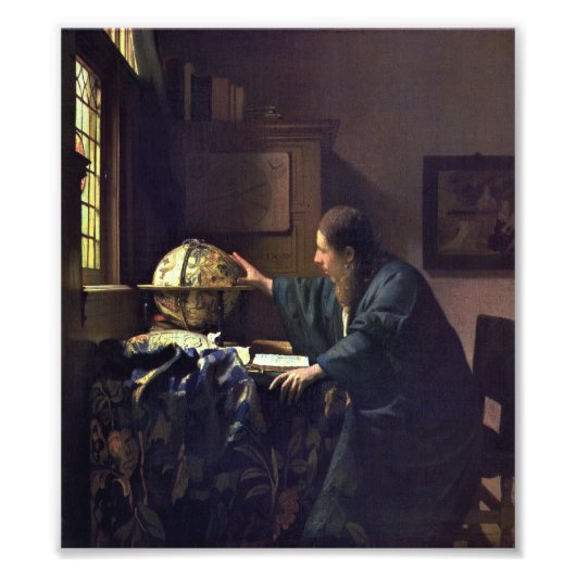 De Astronomer van Johannes Vermeer Foto Afdruk (Voorkant)