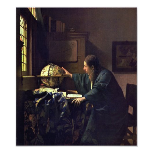 De Astronomer van Johannes Vermeer Foto Afdruk (Voorkant)