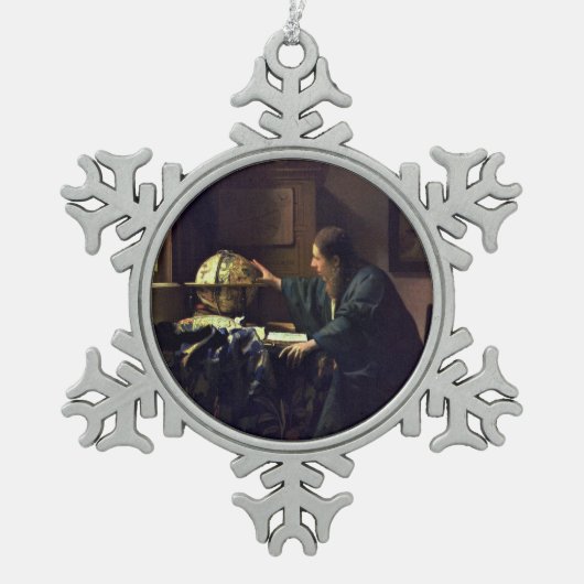 De Astronomer van Johannes Vermeer Tin Sneeuwvlok Ornament (Voorkant)