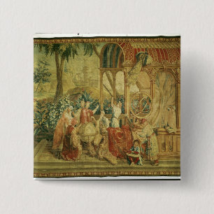 De Astronomie, geweven in Beauvais Vierkante Button 5,1 Cm