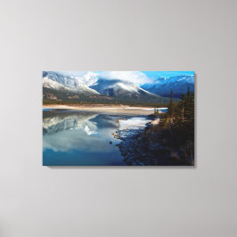 De Athabasca-rivier in Jasper National Park Canvas Afdruk