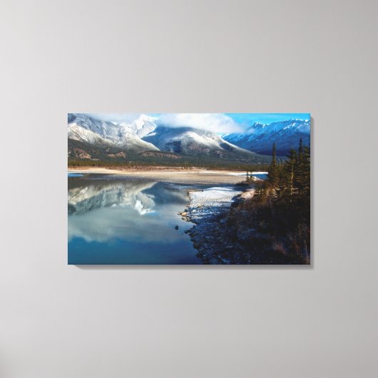 De Athabasca-rivier in Jasper National Park Canvas Afdruk (Voorkant)