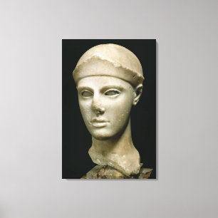 De Athena van Aegina, met een helm, hoofd van een Canvas Afdruk