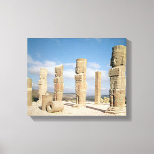 De atlanteaankolommen boven piramide B Canvas Afdruk