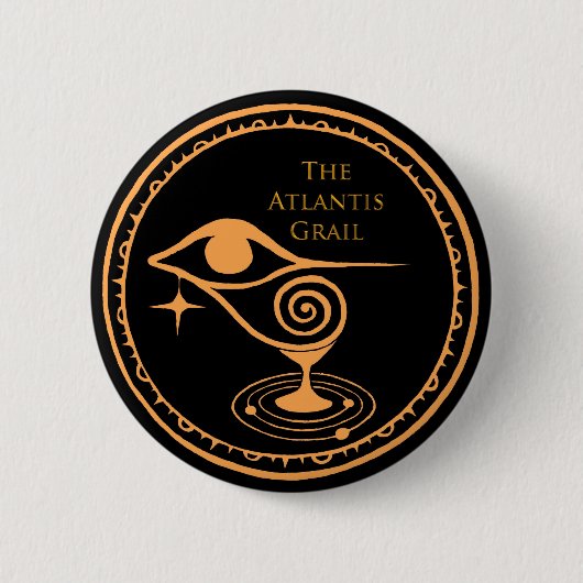 De Atlantis Grail Logo Button - Oranje en zwart (Voorkant)
