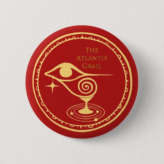 De Atlantis Grail Logo Button - Rood kwadrant (Voorkant)