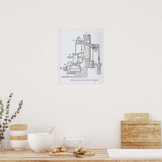 De atmosferische motor van Newcomen Poster (Keuken)