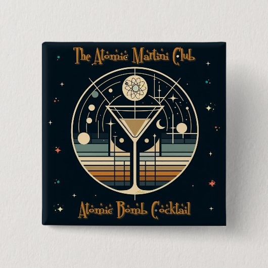 De Atomic Martini Club Atomic Bomb Cocktail Vierkante Button 5,1 Cm (Voorkant)