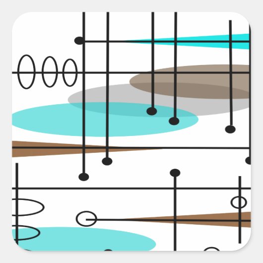 De atoom Moderne Samenvatting van het Midden van Vierkante Sticker (Voorkant)