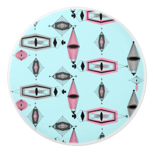 De atoom Roze & Grijze Ceramische Knop van het
