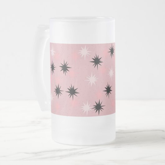 De atoom Roze Starbursts Berijpte Mok van het Glas (Voorkant links)